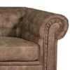 Canapé Chesterfield 2 places – Marron vieilli – Effet cuir – Capitonné – 183 x 85 x 72 cm
