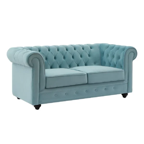 pp VENTE-UNIQUE CHESTERFIELD – Velours bleu pastel