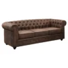 rrr VENTE-UNIQUE Canapé CHESTERFIELD – Microfibre marron vieilli