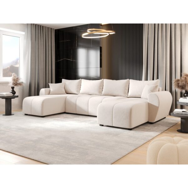 Canapé d’angle panoramique MOLIA en U - tissu doux imperméable