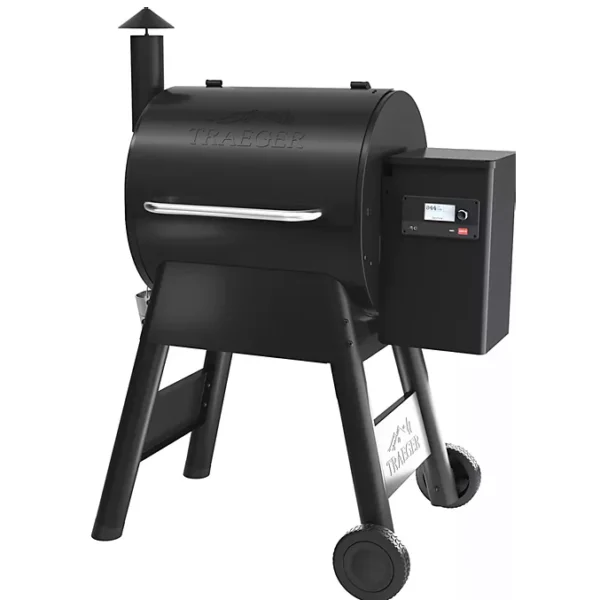 Barbecue pellet TRAEGER Pro 575 noir sur chariot, grille haute 56x18 cm, grille basse 56x48 cm