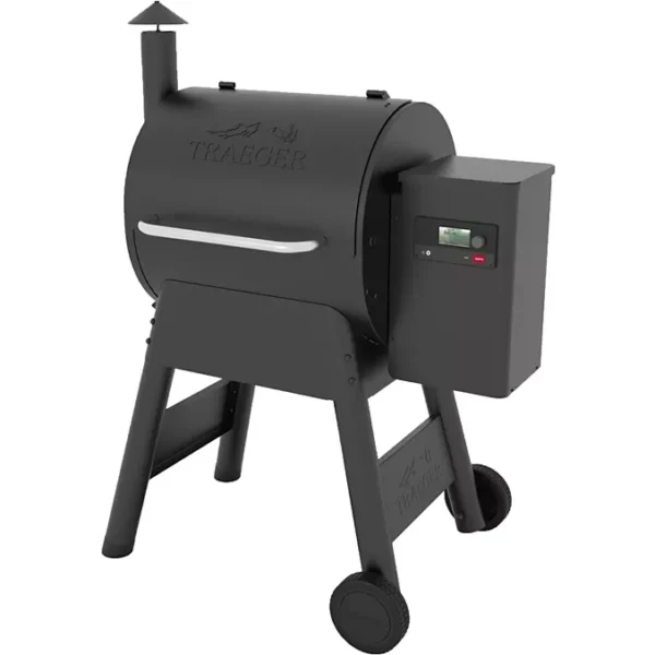 Barbecue pellet TRAEGER Pro 575 noir sur chariot, grille haute 56x18 cm, grille basse 56x48 cm