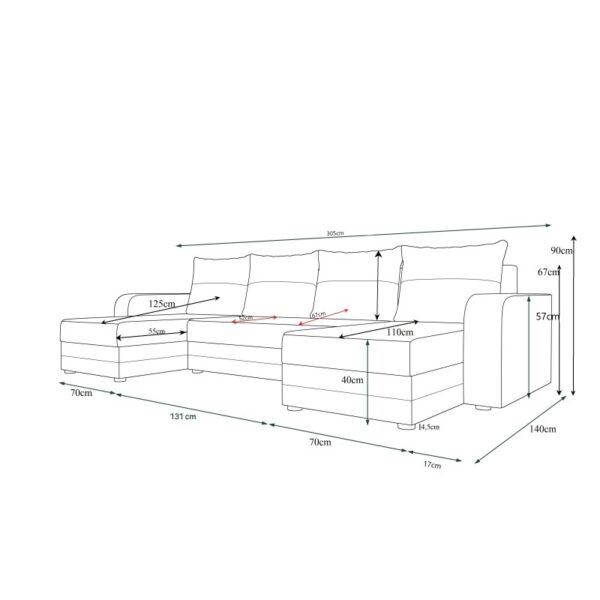 DDD Canapé d'angle panoramique convertible NOLATIO U