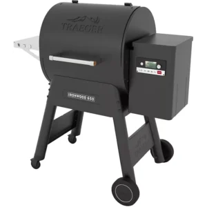 Barbecue pellet TRAEGER Ironwood 650 noir sur chariot, grille haute 56x26.5 cm, grille basse 56x48 cm