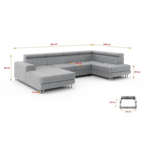 FFFF Canapé d'angle panoramique SINEA avec têtières réglables