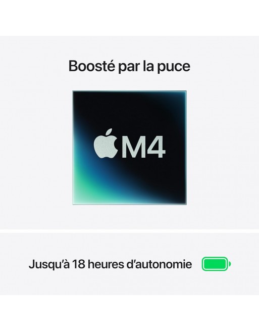 MacBook Air 13'' M4 16 Go RAM 256 Go SSD CPU 10 cœurs GPU 8 cœurs Argent Nouveau