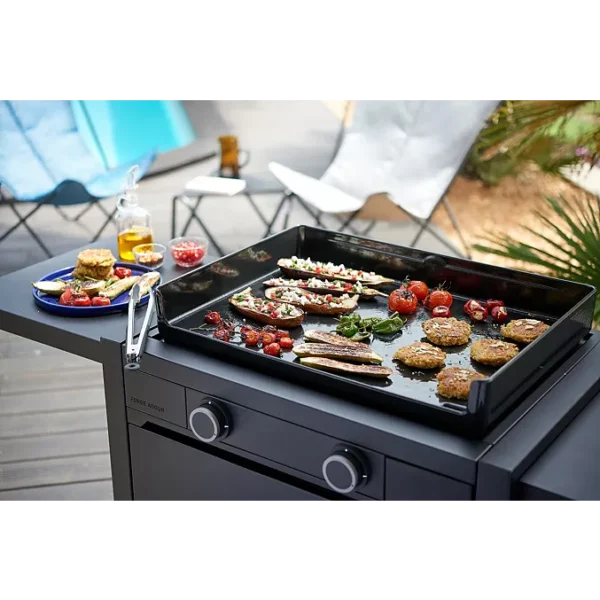 GGG Plancha gaz FORGE ADOUR modern G 60 A N noir 2 brûleurs à poser, 60.5x42 cm