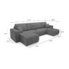GGGG Canapé d'angle panoramique LIDIA en tissu