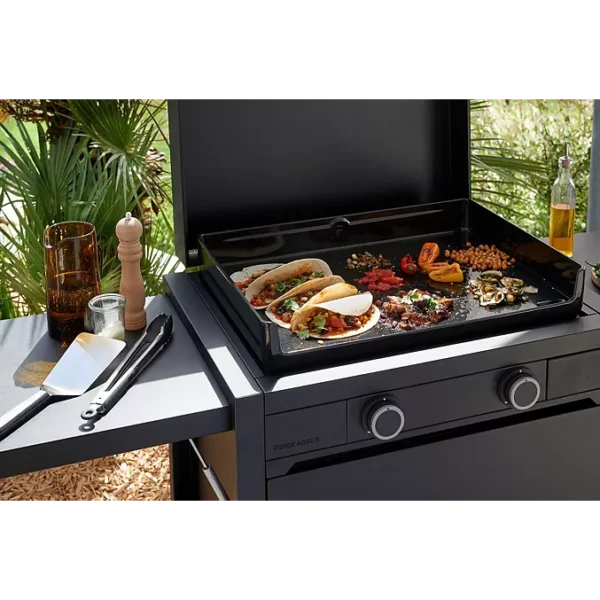 GGGG Plancha gaz FORGE ADOUR modern G 60 A N noir 2 brûleurs à poser, 60.5x42 cm
