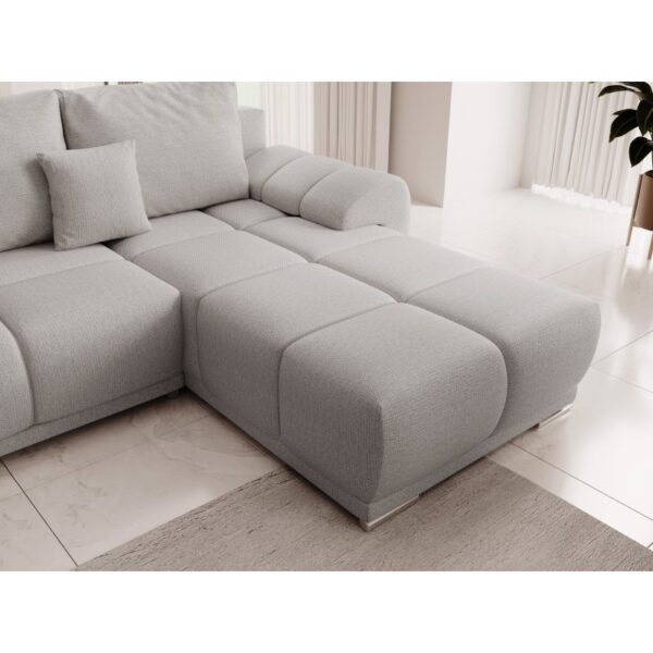 Canapé d'angle Panoramique convertible BELUGIA en tissu anti tâche hydrophobe