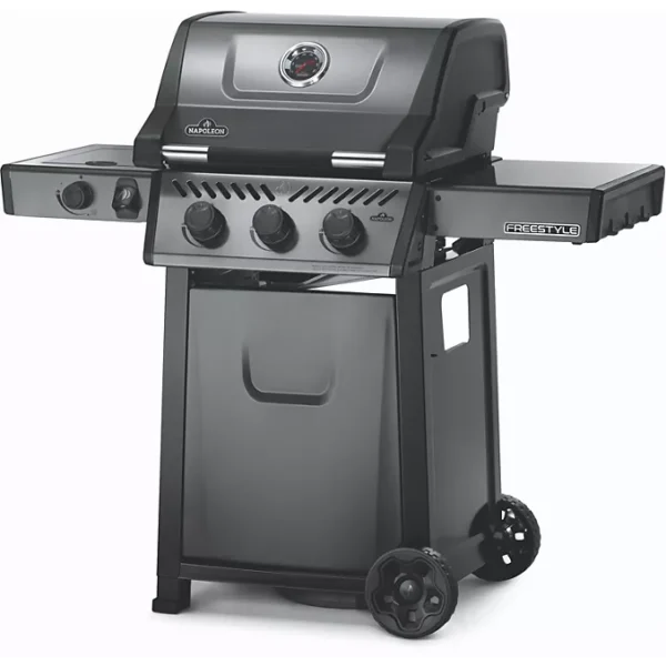 K Barbecue gaz NAPOLEON Freestyle 3 bruleurs + 1 rechaud plat sur chariot, 51x45 cm