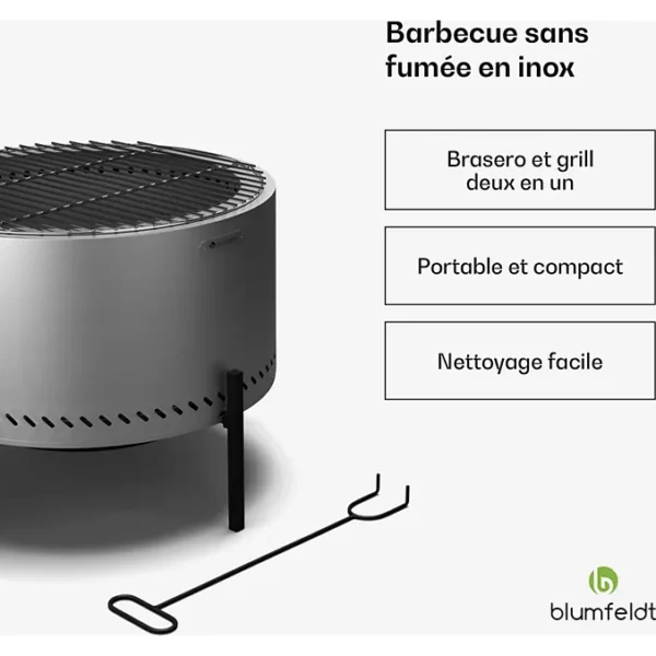 MM Brasero BLUMFELDT Ignite Pure sans fumée grill acier inox