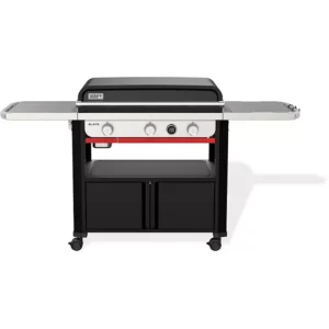O Plancha gaz WEBER black 3 brûleurs sur chariot, 76x46 cm