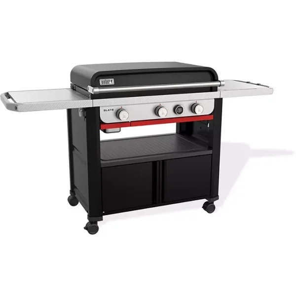 Plancha gaz WEBER black 3 brûleurs sur chariot, 76x46 cm