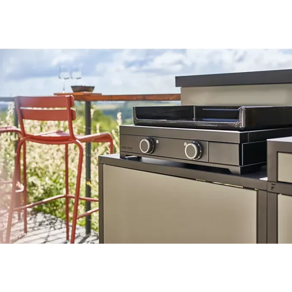 SS Plancha électrique FORGE ADOUR Modern E 60 A N noir 2 brûleurs à poser 65.5x39.5 cm