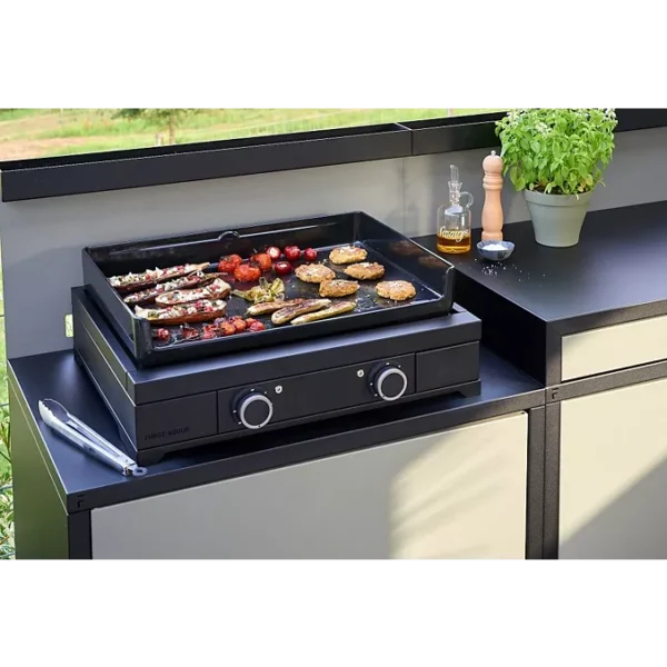 SSSS Plancha électrique FORGE ADOUR Modern E 60 A N noir 2 brûleurs à poser 65.5x39.5 cm