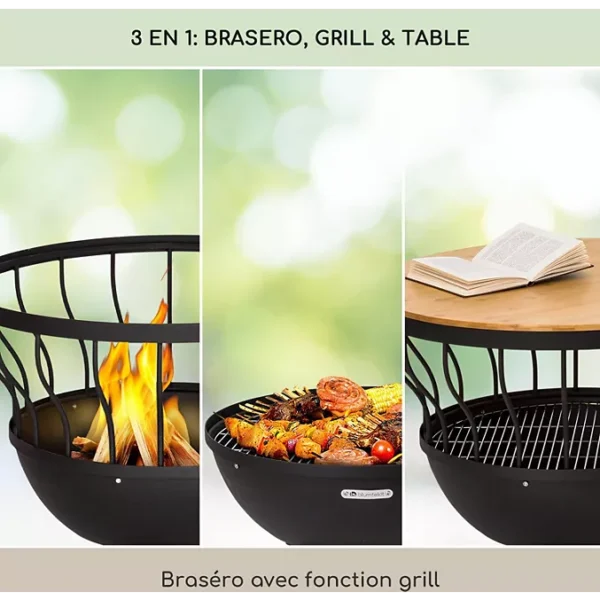 UU Brasero BLUMFELDT Nantai 3en1 grill & planche Ø66cm bambou