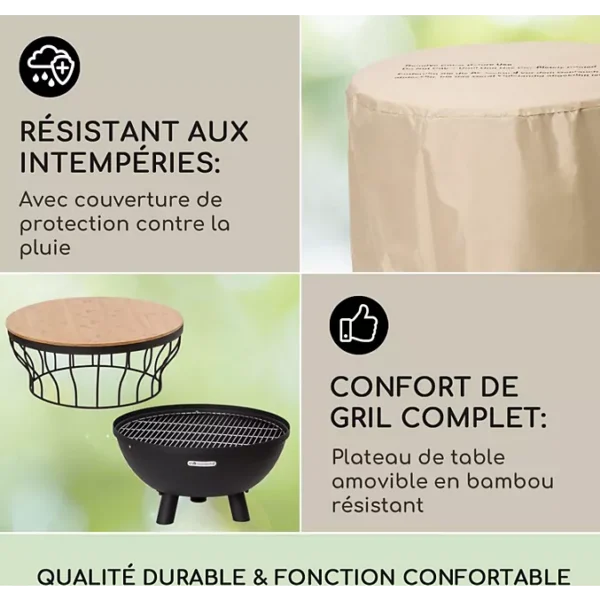 UUUU Brasero BLUMFELDT Nantai 3en1 grill & planche Ø66cm bambou