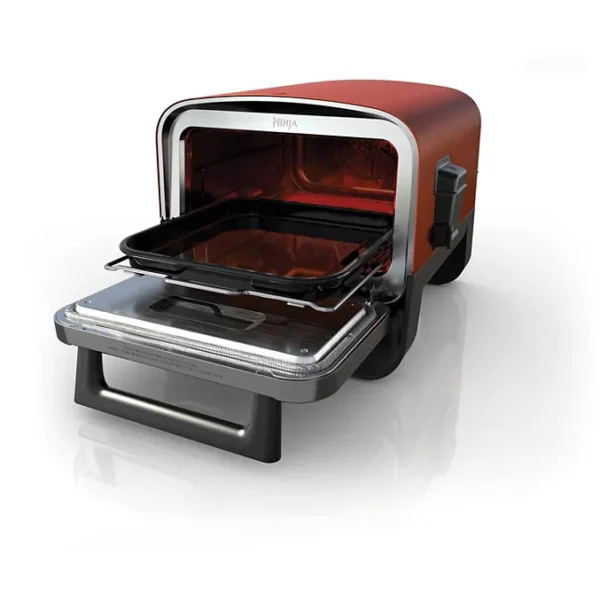 Four à pizza électrique NINJA Woodfire OO101EU orange inox, 1 pizza 30 cm, préchauffage 15 min, jusqu'à 370°C