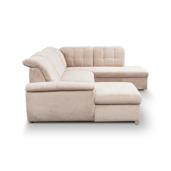 W Canapé d’angle panoramique ATLANTIO lit et coffre de rangement - velours côtelé