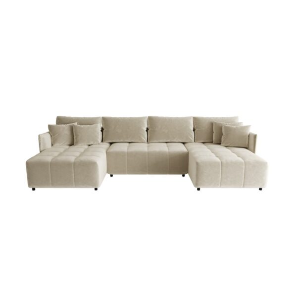 Canapé panoramique convertible en U ONIYA tissu velours – Moderne & Design