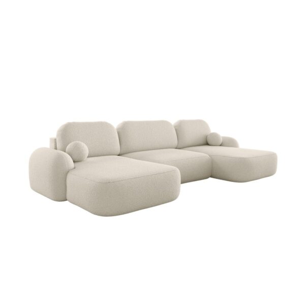 Canapé d'angle panoramique en Tissu Bouclette Morizia style Japandi