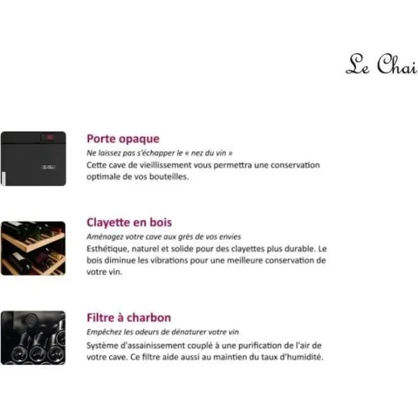 Cave à vin de vieillissement - LE CHAI - LMV1380D - 156 bouteilles - Classe G - 60 x 67 x 156 cm