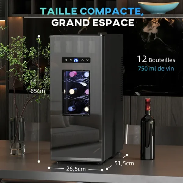 Cave à vin - HOMCOM - 12 bouteille 30L - thermoélectrique double et silencieux