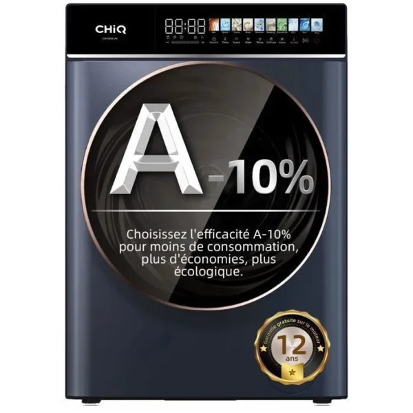 Lave-linge - CHiQ - CW106581AX - 10 kg - Moteur Inverter - 1400 tr/min - Gris