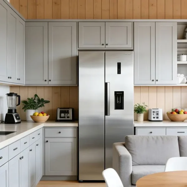 FIRST ONE Réfrigérateur Side by Side 444L FSBS444IX ( 276L + 168L ) - Distributeur d'eau - Couleur Inox