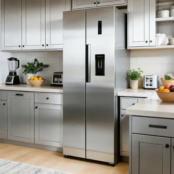 FIRST ONE Réfrigérateur Side by Side 444L FSBS444IX ( 276L + 168L ) - Distributeur d'eau - Couleur Inox