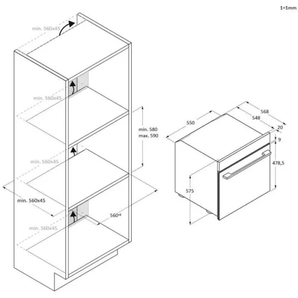 Four encastrable - Pyrolyse + Hydrolyse - ROSIERES - RO6 T3B3EYTB - Noir - Porte froide - 78L - Easy Steam