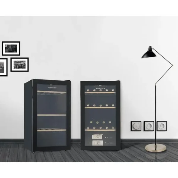 gedtech-cave--vin-de (5) GEDTECH Cave à vin de vieillissement GWC31 - Pose libre - 31 bouteilles - Mono zone - Etagères bois