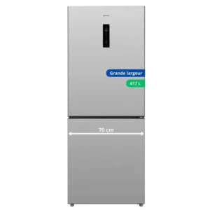 GEDTECH Réfrigérateur combiné Grande largeur GCB417NFIX 417L conglateur bas - No Frost - Inox