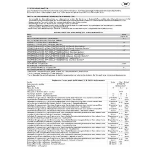 Kaiser Four à encastrer EH 6726 AD, Retro four à encastrer 80L, four électrique, verre anthracite