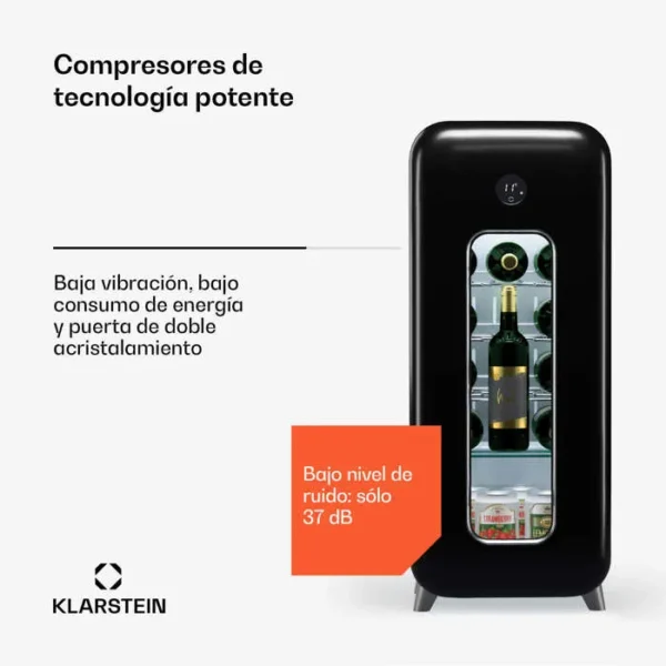 Cave à Vin - KLARSTEIN - Shirley 15 Uno - 15 Bouteilles - Porte Vitrée - Éclairage LED