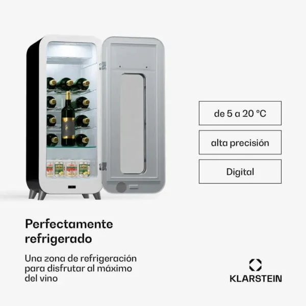 Cave à Vin - KLARSTEIN - Shirley 15 Uno - 15 Bouteilles - Porte Vitrée - Éclairage LED