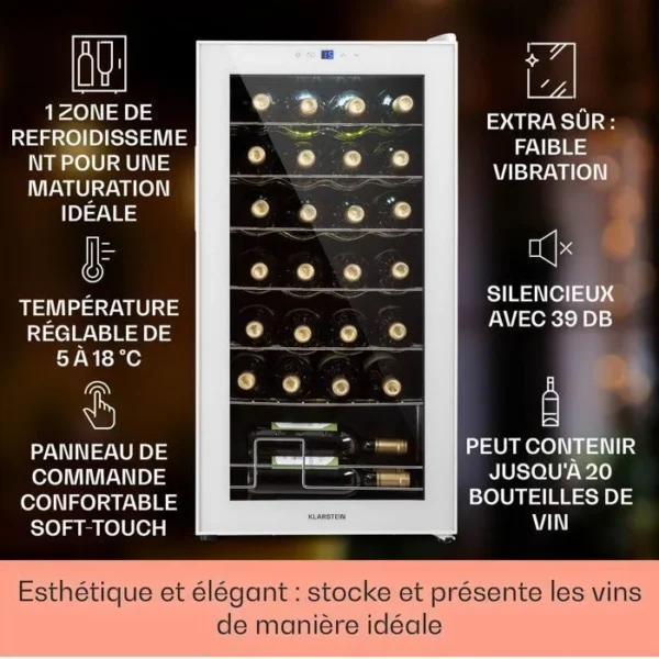 Cave à vin Klarstein Shiraz 28 Uno 74 L 28 bouteilles contrôle tactile