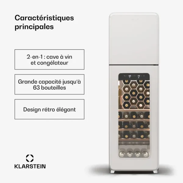 Cave à vin - Klarstein Vinovilla 7 Built-in Uno Onyx - 20 litres - Panneau de commande tactile