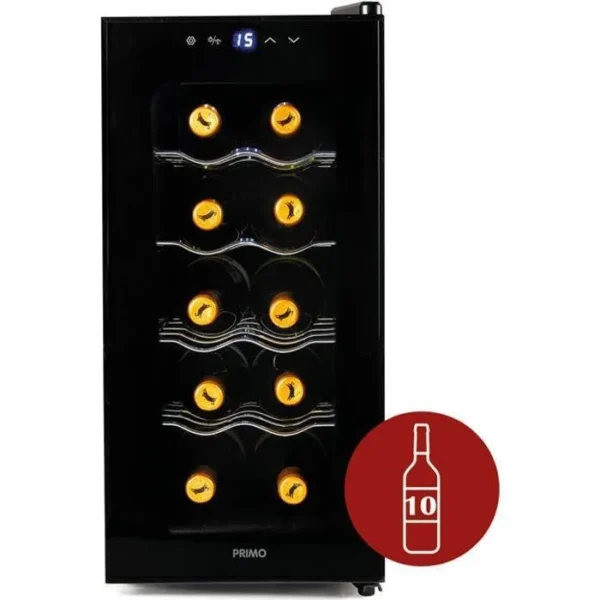 PRIMO PR170WK Cave à Vin - Pose Libre - 10 Bouteilles - Classe E - Noir