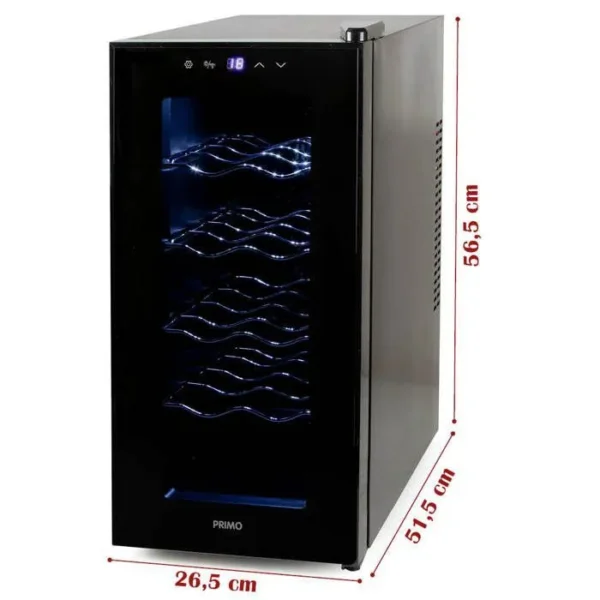 PRIMO PR170WK Cave à Vin - Pose Libre - 10 Bouteilles - Classe E - Noir