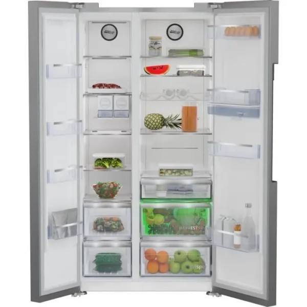 refrigerateur-americain-side-by-side-beko-gn16 (2) Réfrigérateur Américain side by side - BEKO - GN163241DXBN - 576 L - Froid ventilé - HarvestFresh