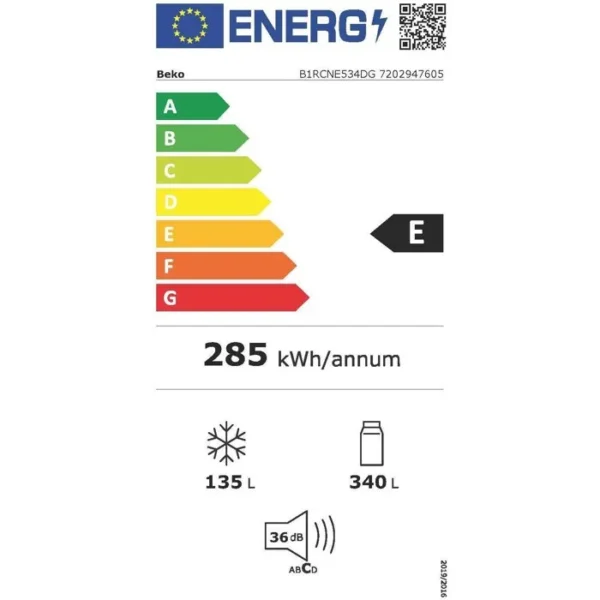 refrigerateur-combine-beko-serie-b100-b1rcne53 (3) Réfrigérateur combiné - BEKO série b100 - B1RCNE534DG - 2 portes - Distributeur d'eau - 475 L - 70 x 74,5 x