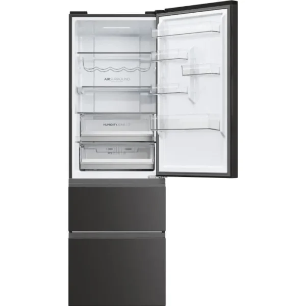 Réfrigérateur combiné - HAIER - 3D 60 Series 5 HTW5618ENPT - Classe E - 360 L - 185 x 59,5 x 66,7 cm - Noir