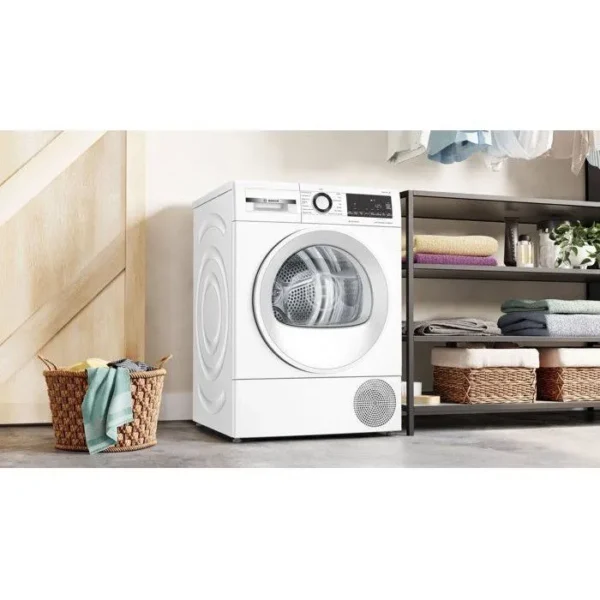 Sèche-linge pompe à chaleur BOSCH Série 6 WQG24502FR - 8 kg - Induction - L60 cm - Classe C - Blanc