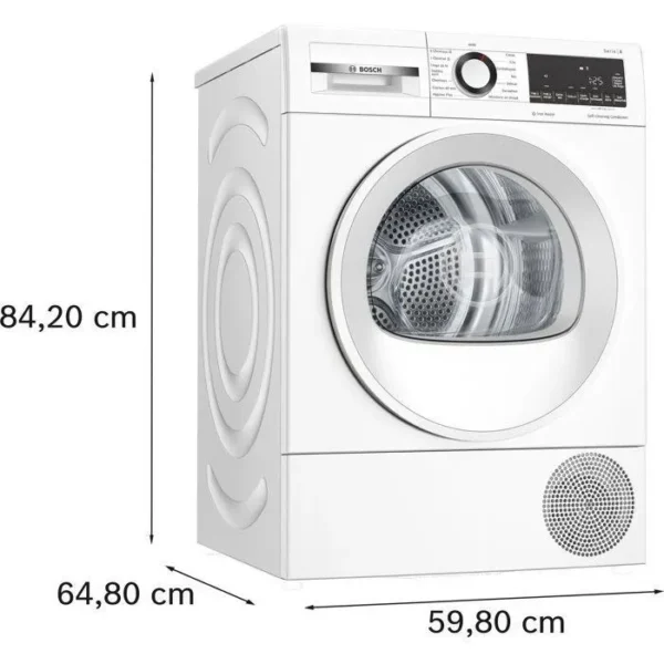 Sèche-linge pompe à chaleur BOSCH Série 6 WQG24502FR - 8 kg - Induction - L60 cm - Classe C - Blanc