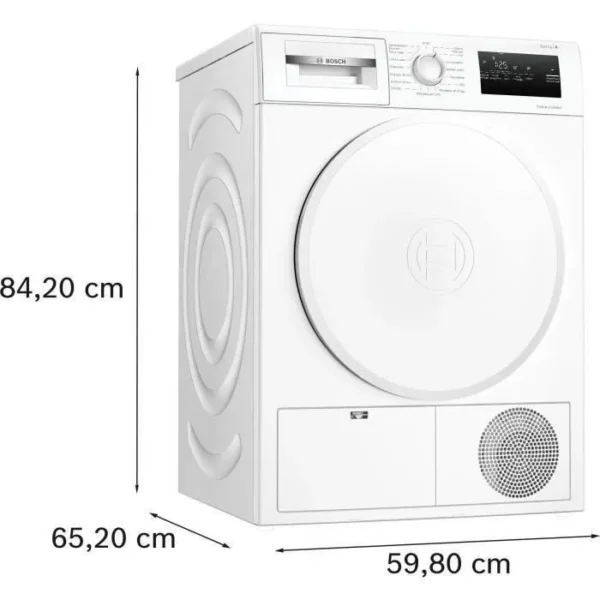 Sèche-linge pompe à chaleur BOSCH WTH8300DFR SER4 - 8 kg - Blanc